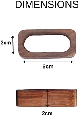 סט טבעת מפית מלבני מעץ אינדיוטריבה | עיצוב בית ושולחן | סט של 4 | טבעות מפיות מעץ | קישוט שולחן | סט טבעת מפית